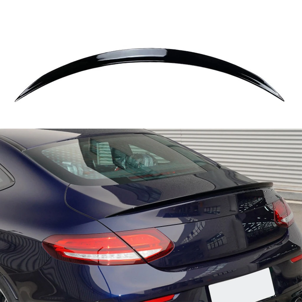

For Mercedes-Benz C-Class Coupe C205 C200 C260 C300 AMG 2015-2021 Glossy black Car Tail Wing Rear Trunk Lip Spoiler Trim