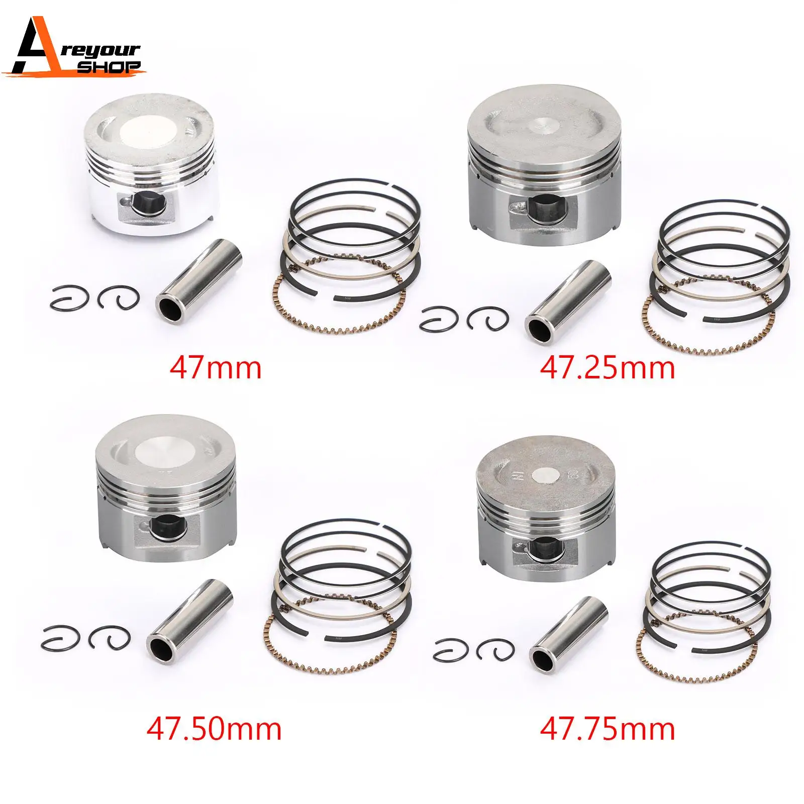 Areyourshop Kolben Kit Standard Bohrung Fit für Polaris Sportsman 90 / Outlaw 90 07-16 0,75 MM 47,75mm 43D-E1631-00 0453430 Motor