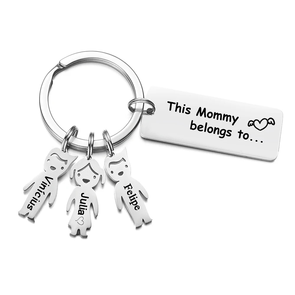 Customized Kids Names KeyRings Stainless Steel Bar Personalized Name Boys Girls Jewelry Charm Children Keychain for Family Gifts