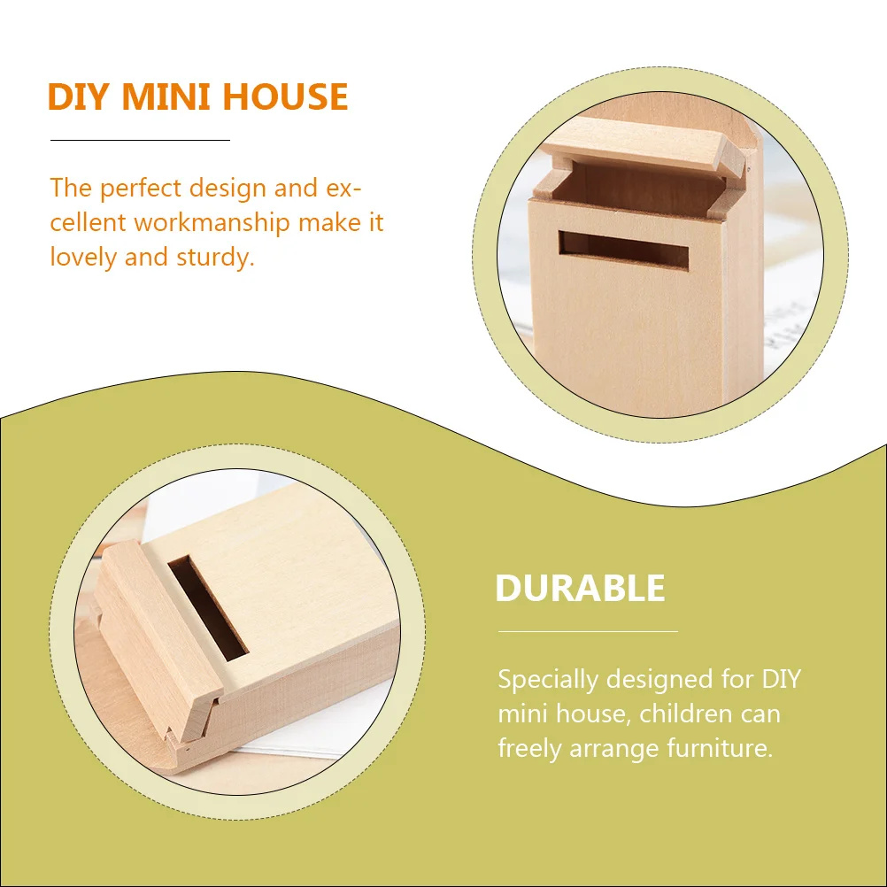 Mini House Mailbox Wooden Mini Furniture Model Lovely House Supply miniature mailbox