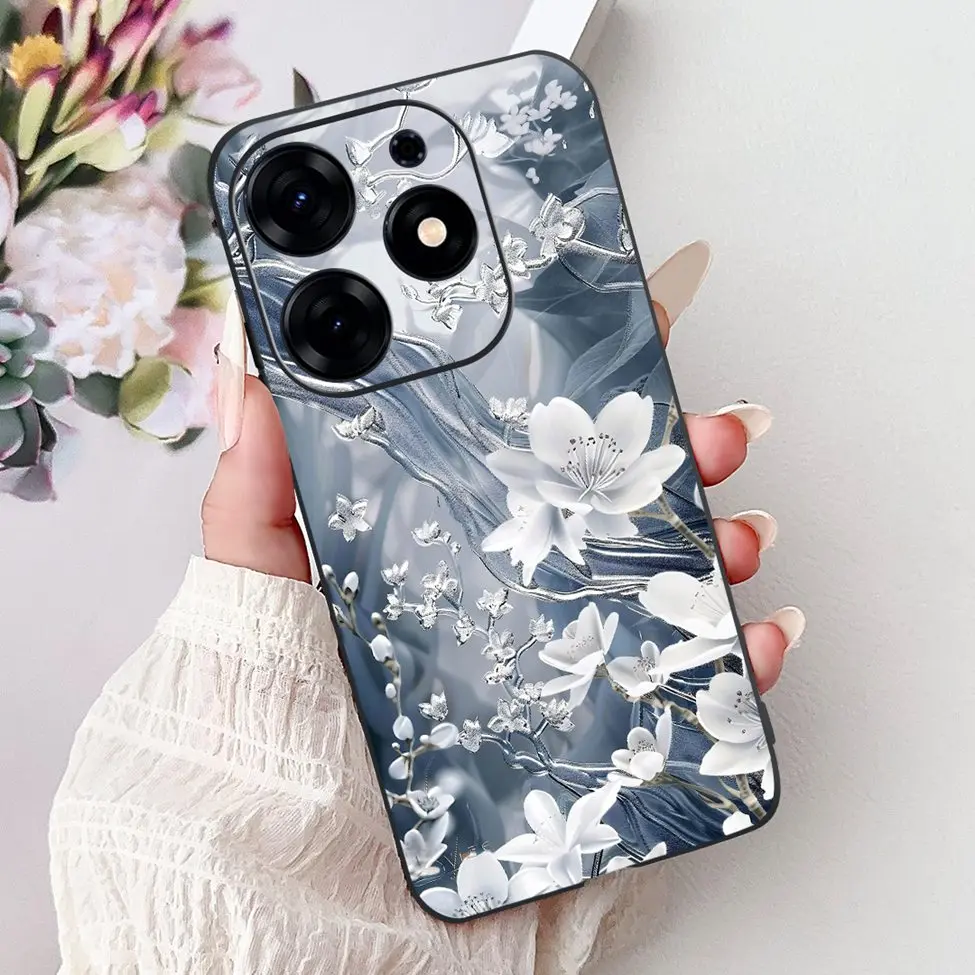 Silicone Cute Fashion Flower Painted Soft Back Cover