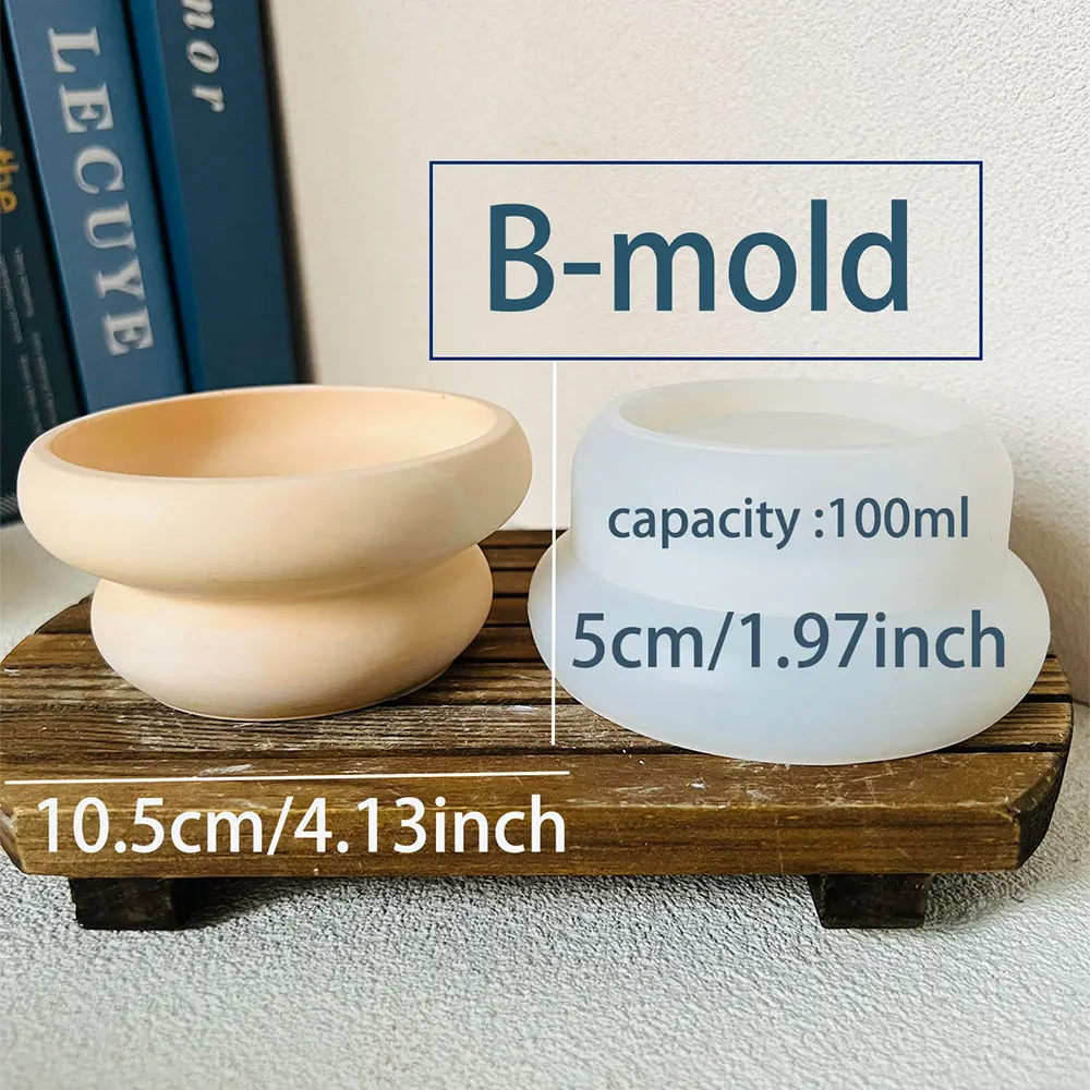 1pc Ring Cement Candle Jar Concrete Mold Flower Pot Pen Holder Epoxy Resin Silicone Mold Round Storage Box Mold