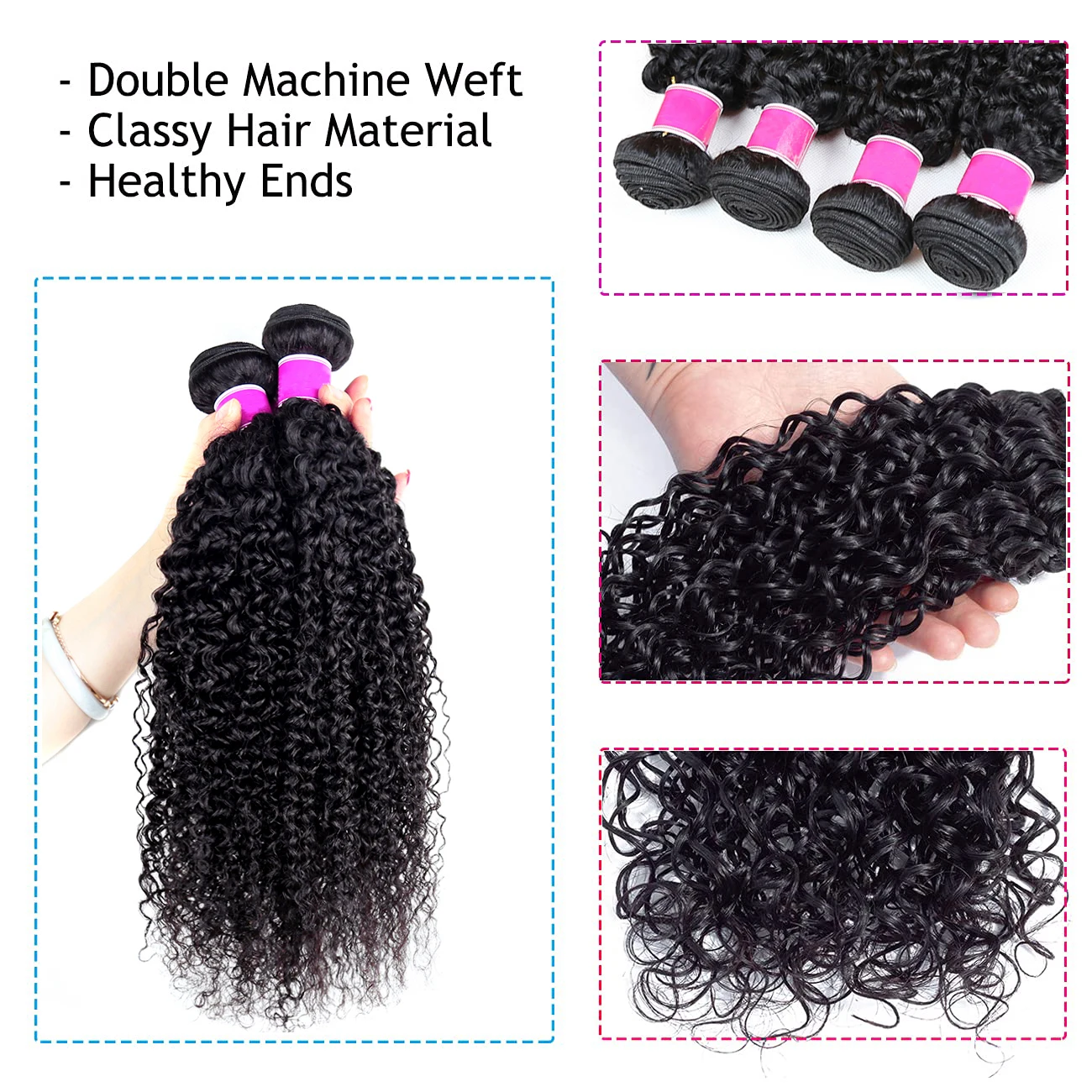 Peruvian Human Hair Bundles Kinky Curly Wet Hair Weave 1/3/4 Bundles Deals 100g/Bundle Real Natural Extensions 8-28 Inch