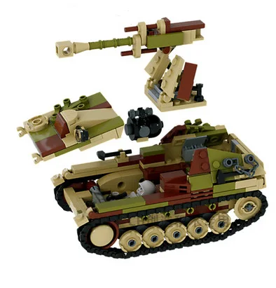 MOC WW2 Military Tank Building Block Car Vehicals Soldiers Armored Weapon Germany Army Gun Accessory Bricks Toys Gifts