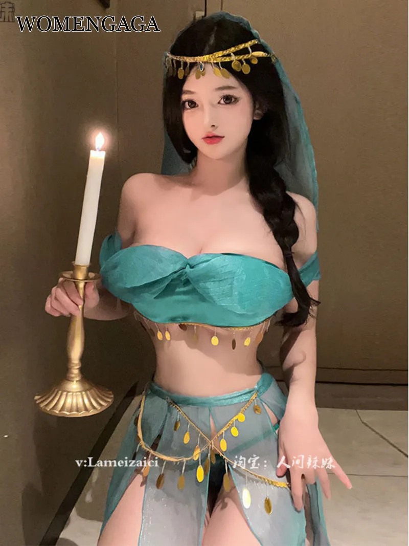 

WOMENGAGA Goddess Western Region Style Fun Ancient Style Sexy Two Piece Skirt Set Dress Uniform Stage Women's Clothing Sets LXI6