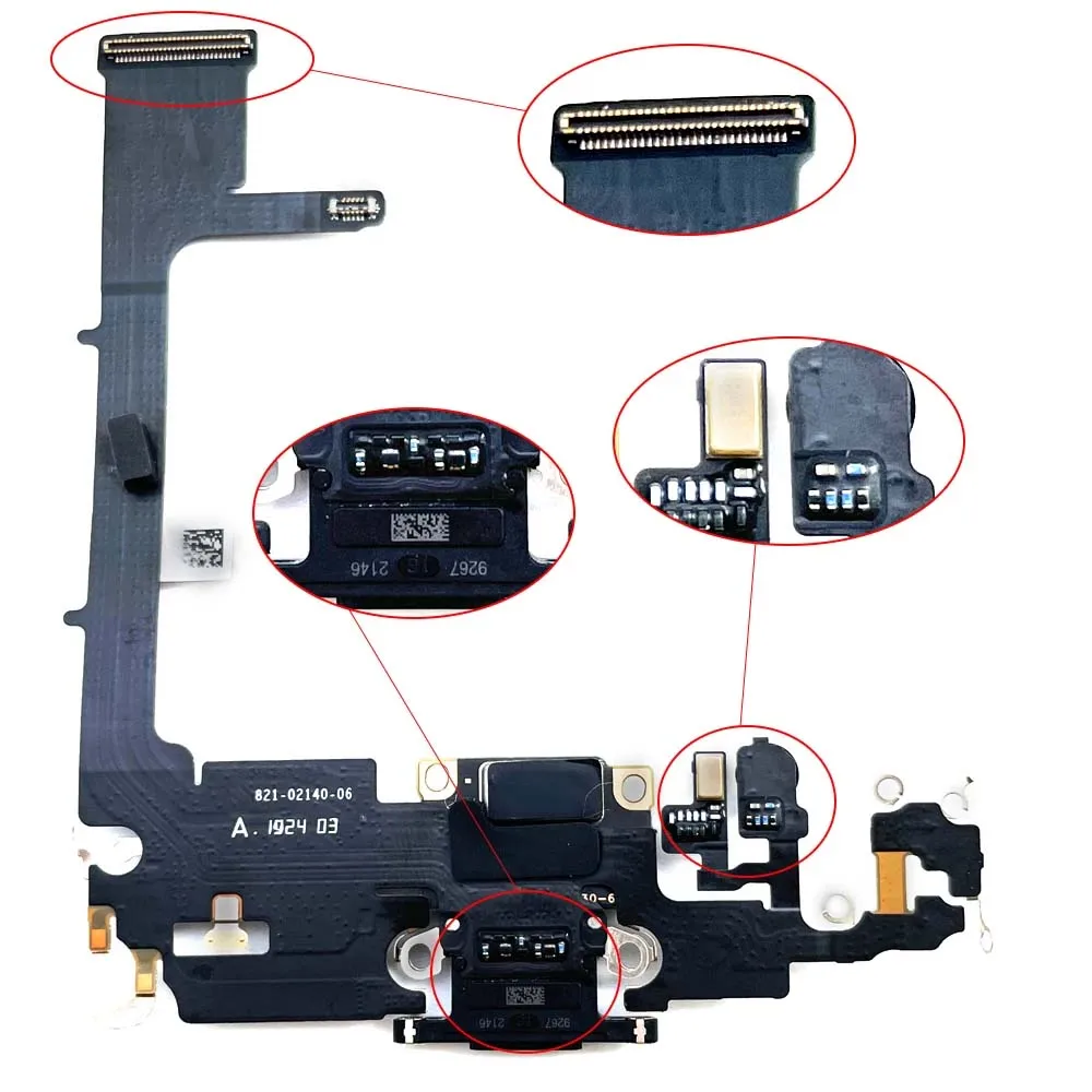 Cavo flessibile per porta di ricarica per iPhone 11 12 13 14 Pro Max Mini X XS XR Connettore dock per caricabatterie USB con riparazione a nastro per microfono  509