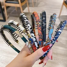 

2022 Best Selling New Style Fashion Cloth Printing All-match Toothed Hair Band Headband for Women Girl Hair Accessories Headwear