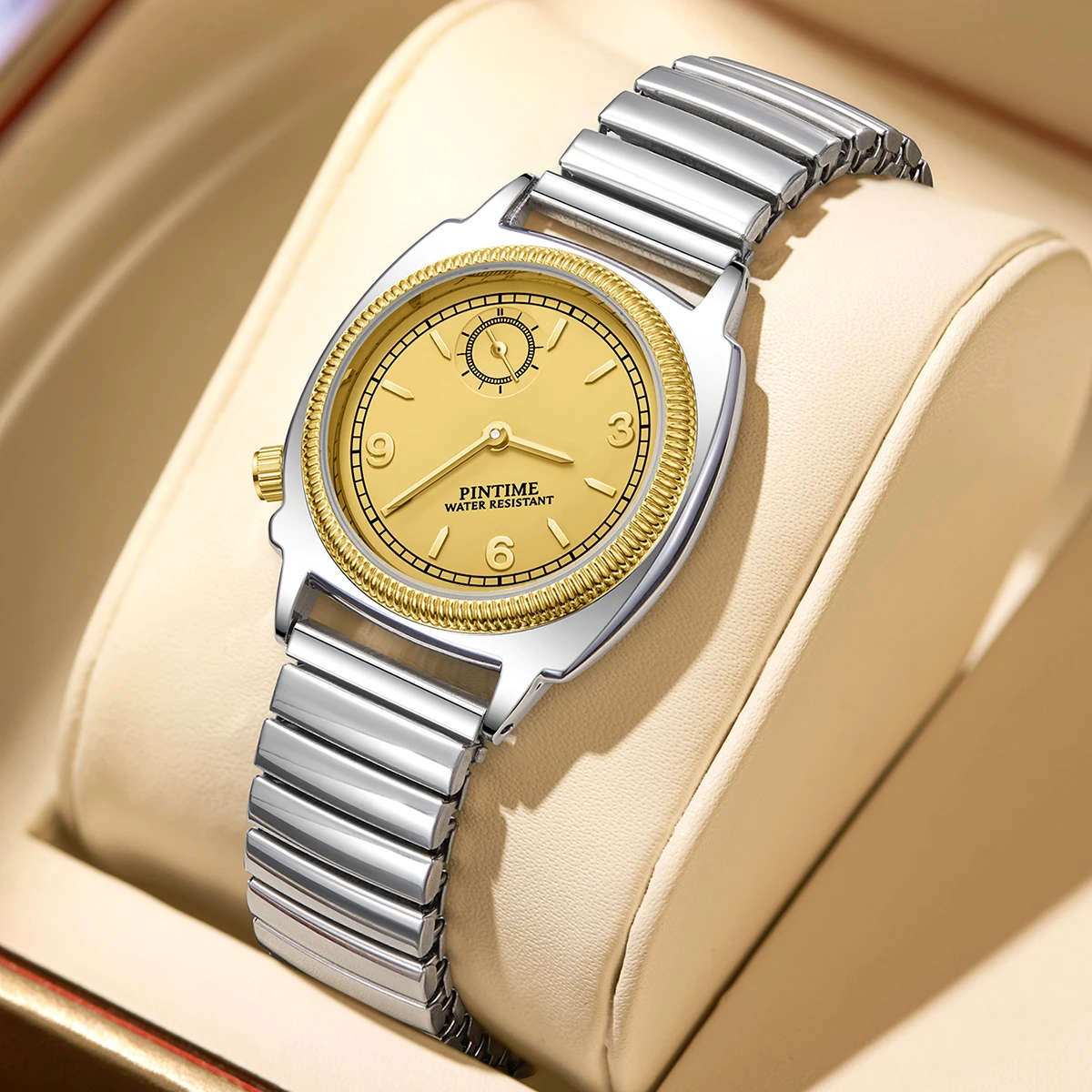 Elegant Women's Quartz Wristwatch with Spring Strap and Refined Design