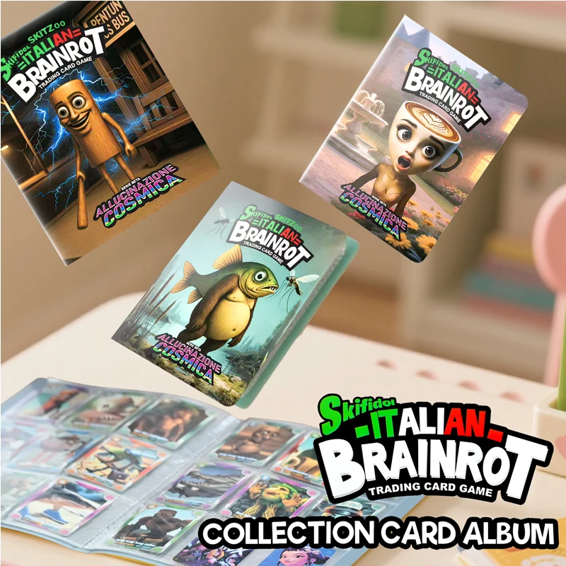 9포켓 이탈리아 브레인롯 트레이딩 카드 바인더, 북릿 텅 샤우르 트랄라레로 트랄랄라 카드 컬렉션 폴더, 어린이 크리스마스 선물