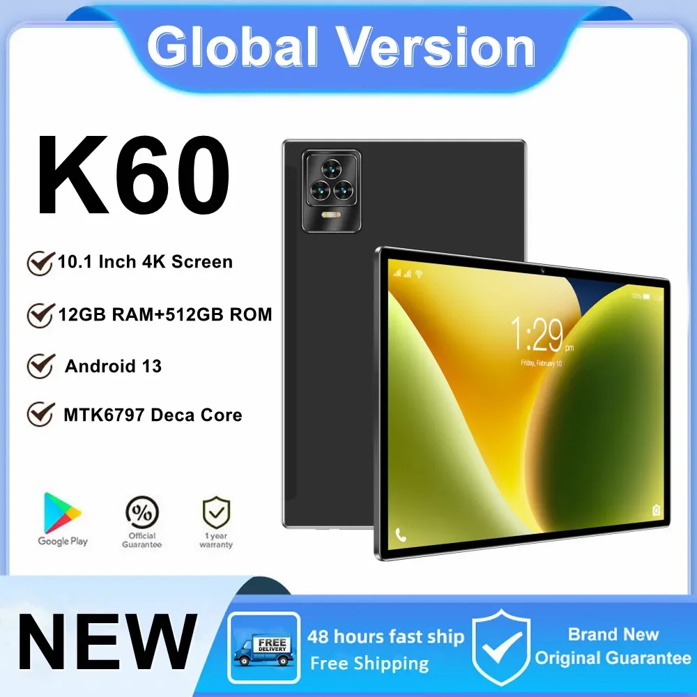 2023 Nuovo Pad Tablet Originale 10.1 Pollici Android 13 12Gb + 512Gb Tablet Dual Sim Card 4G/5G Telefonata Gps Wifi Bluetooth Tablet Pc