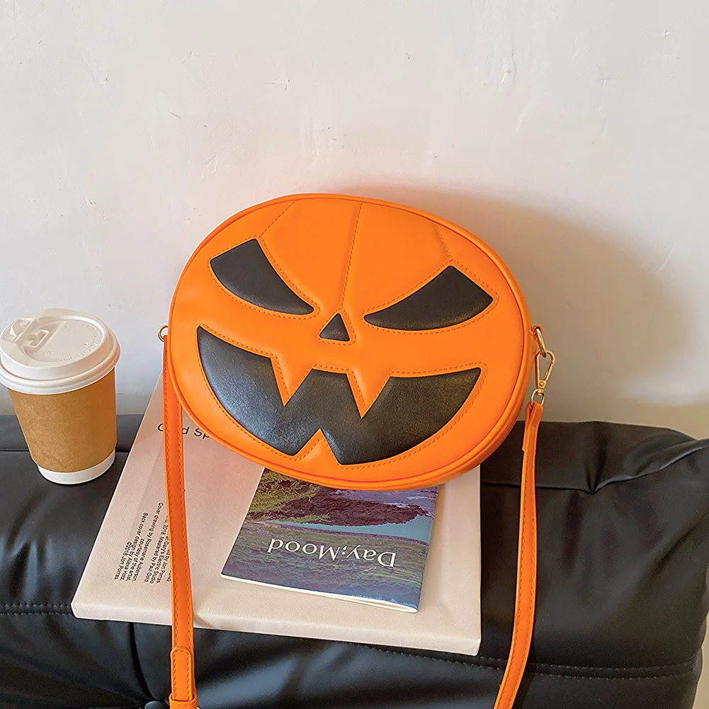 Pumpkin PU Leather Crossbody Bag for Women and Men