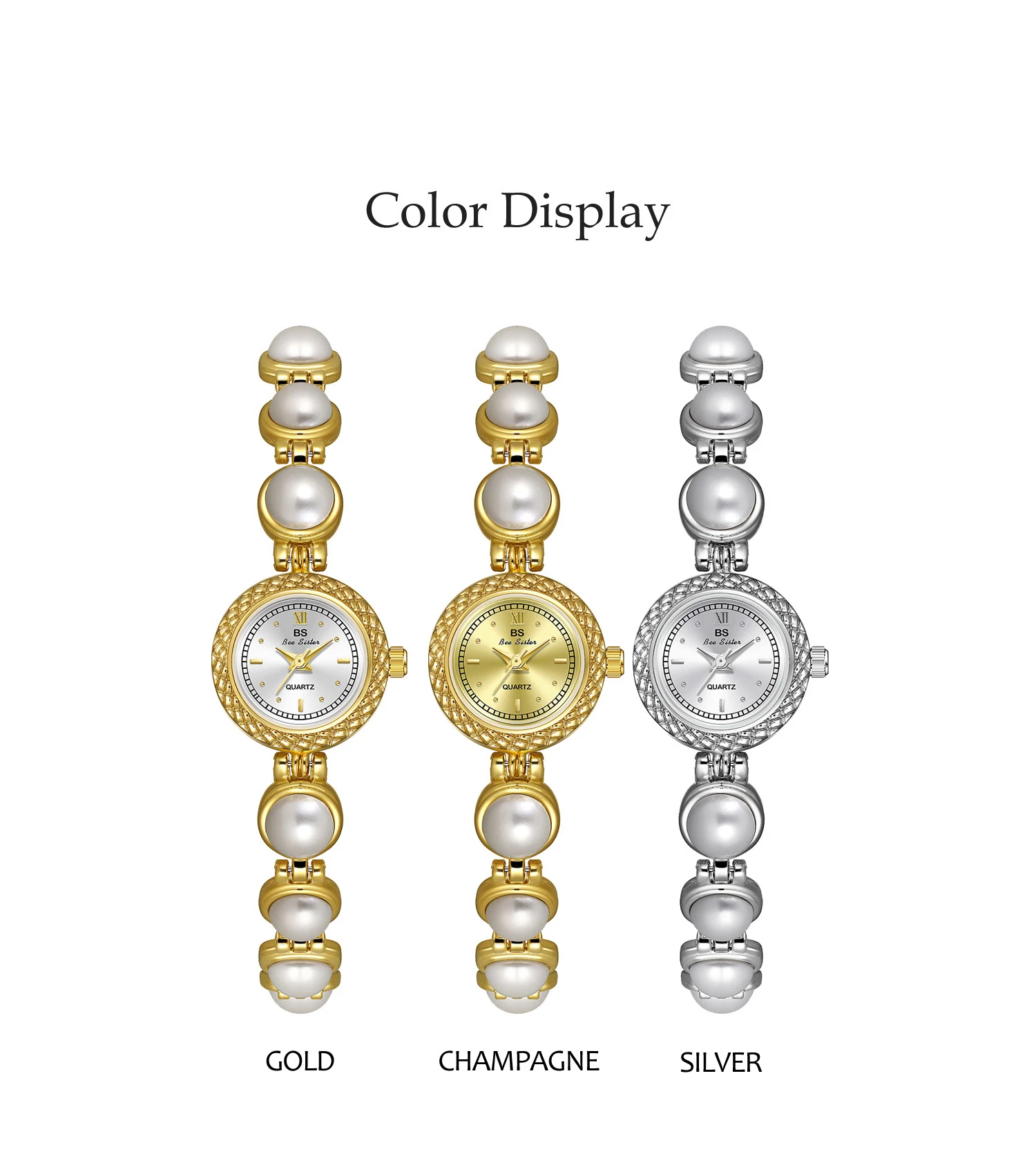 Reloj de pulsera para mujer estilo medieval con perlas_voghion.com