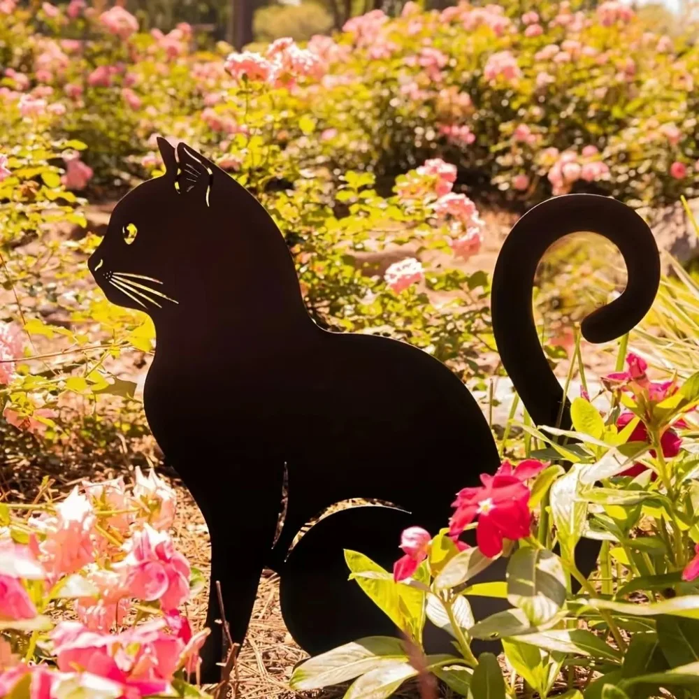 Cute Cat Garden Silhouette Stakes – Tiki-Inspired Outdoor Decor 1