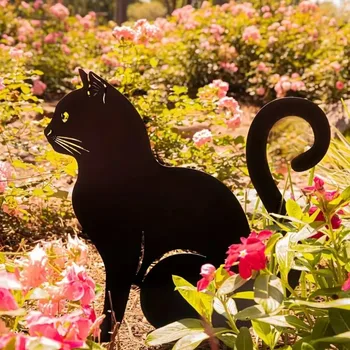 Cute Cat Garden Silhouette Stakes – Tiki-Inspired Outdoor Decor 1
