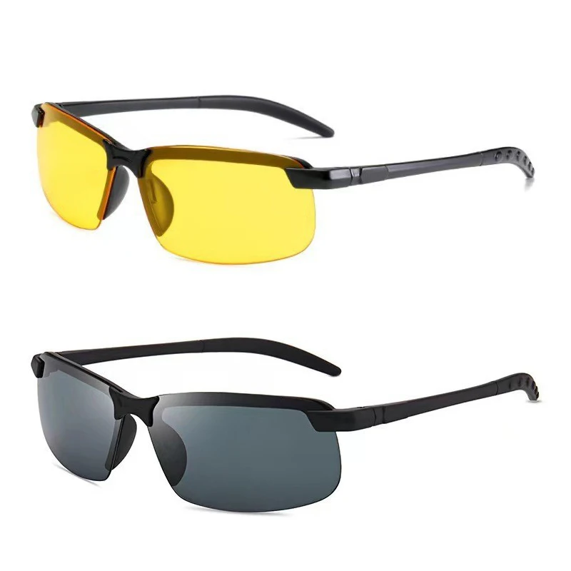 Night Vision Glasses Men Anti-Glare Driving Goggle Half Frame Polarized Sunglasses for Driver UV400 Day and Night Glasses polarized sunglasses,night vision sunglasses,driving glasses,anti glare sunglasses