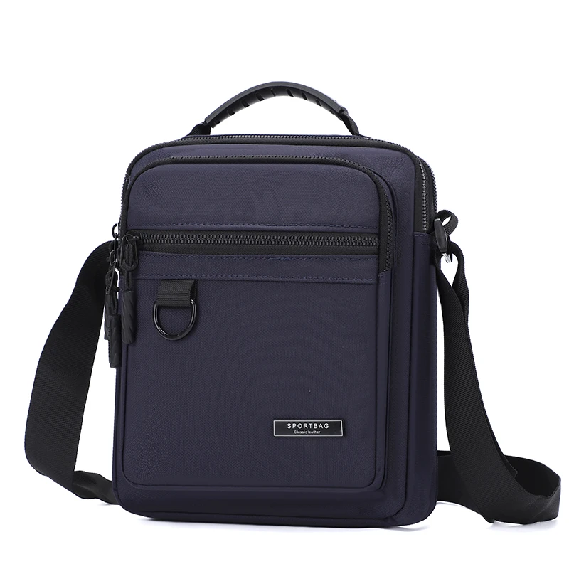 Men's Retro business casual adjustable shoulder bag - black, multi compartment, zipper pocket, compact design, suitable for dail