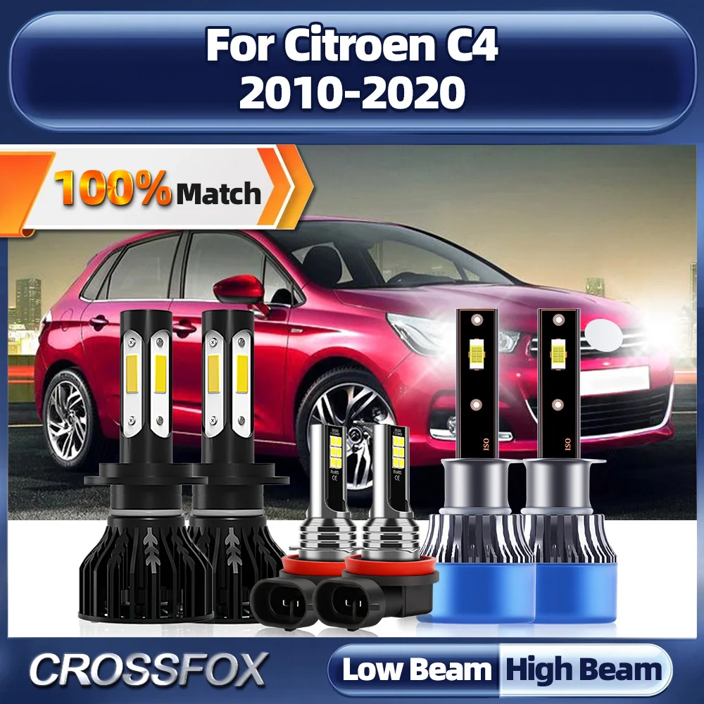 60000LM Super Bright LED Headlight Bulbs 360W Auto Headlamps With Fan 6000K For Citroen C4 2010-2015