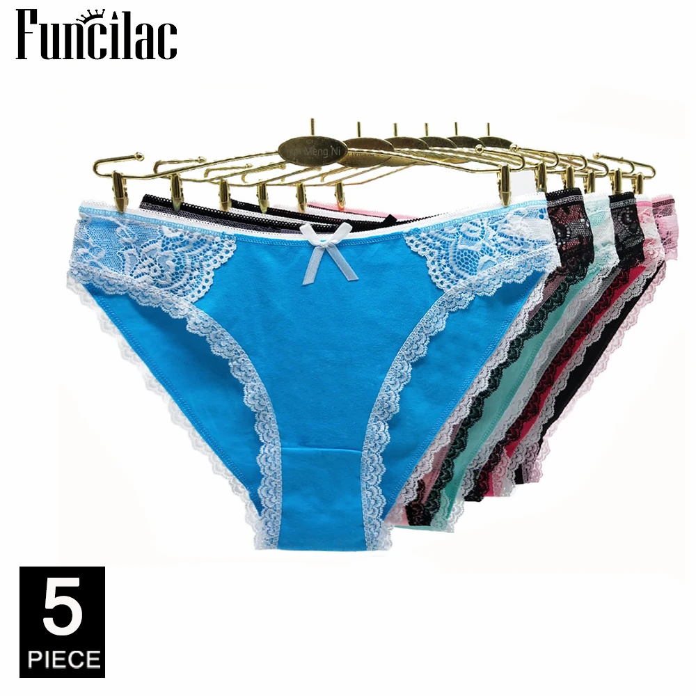 

Women's Sexy Lace Panties Girls Briefs Underwear Ladies Bikini Cotton Crotch Lingerie 5 Pcs/set