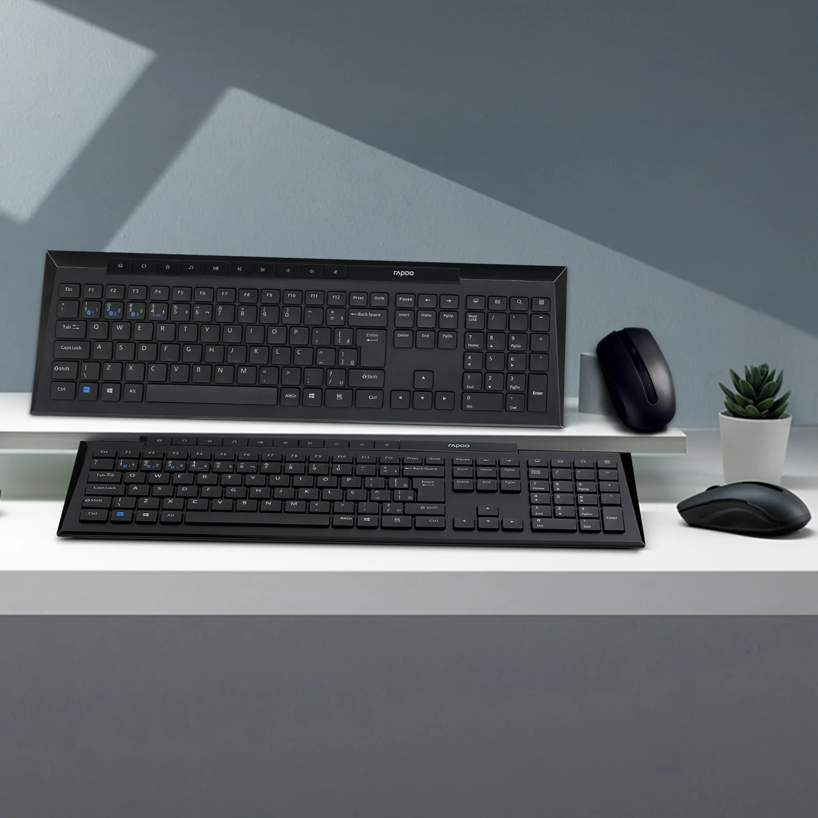 Rapoo-kit de Teclado e Mouse sem Fio Multi-device Bluetooth Cor Preta Teclas Multimídia Português Brasil Abnt2 8210m - Imagem 5