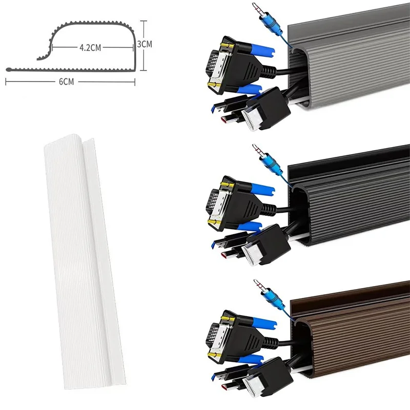 1PC 40cm 채널 데스크 케이블 정리함 케이블 관리 액세서리 흰색 케이블 보호대 책상 아래 설치형 관리 트레이 (드릴링 불필요)