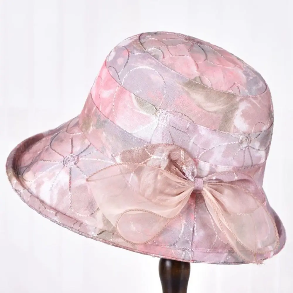 Trendy Bow Design Women's Sun Hat UV Protection Breathable Beach Hat Lightweight Wide Brim Bucket Hat Summer Outdoor
