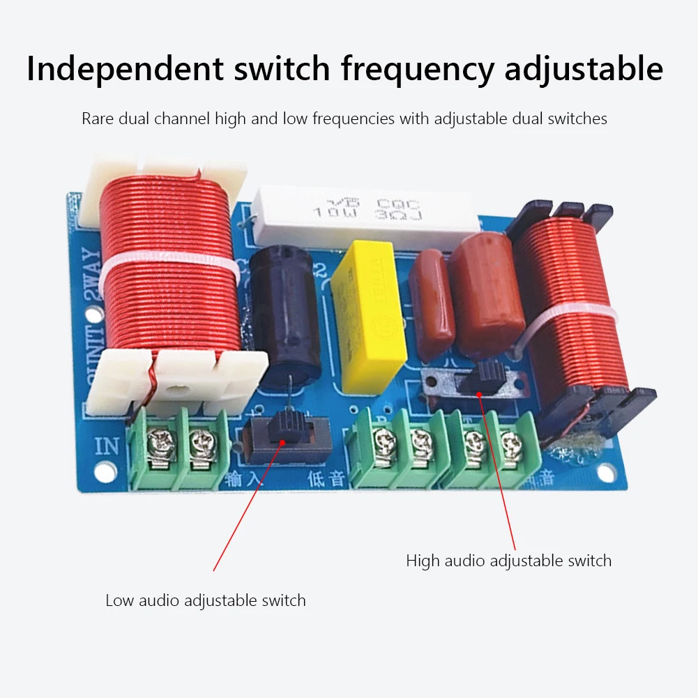 250W 2-Way Frequency Divider Adjustable Frequency Point DIY Speaker Filter Circuit Home Theater Audio Modification