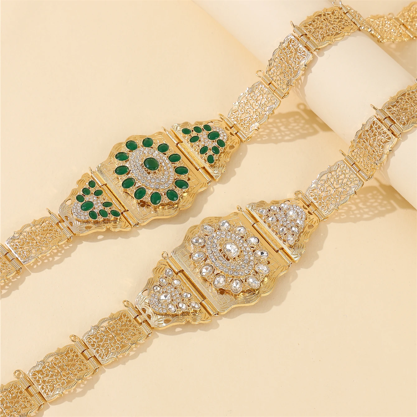 

Moroccan Chic Robe Belt Cut-Out Design Large Rhinestone Adjustable Length Bridal Gown Waist Chain Jewelry