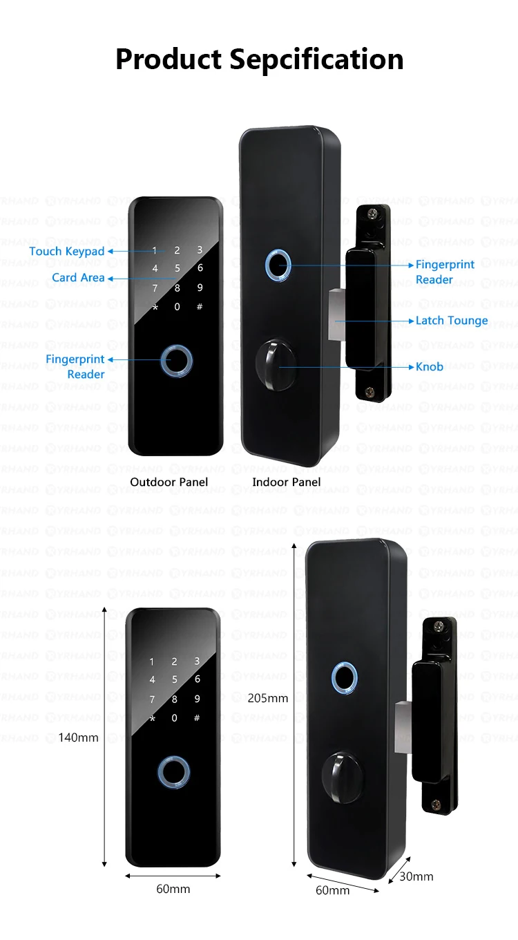 Ttlock App fechadura eletronico digital Waterproof Double Sided Fingerprint Inte