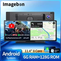 Imagebon 11.4 "Android 14 caméra de tableau de bord 8 Core 6 + 128G CarPlay et Android Auto Google Play GPS Navigation AI commande vocale voiture DVR 1