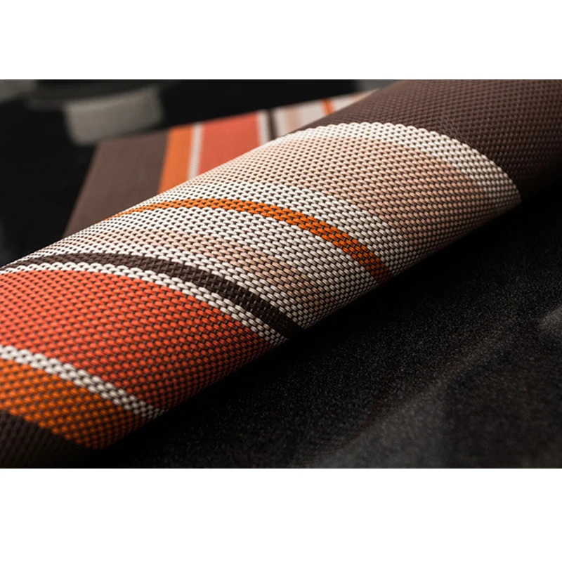 

PVC Heat Insulation Placemat Striped Table Mat Colorful Non-slip DeskMats Plastic Desk Coaster Dinner Accessories Kitchen Tools