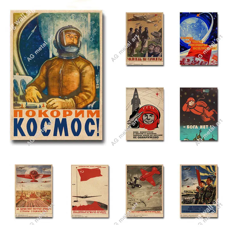Russo The Sovietica Union Era Space Fantasy Cccp Urss Air Force Tin Signs Home Family Lovers Regalo Decorare Piatti Per Cafe