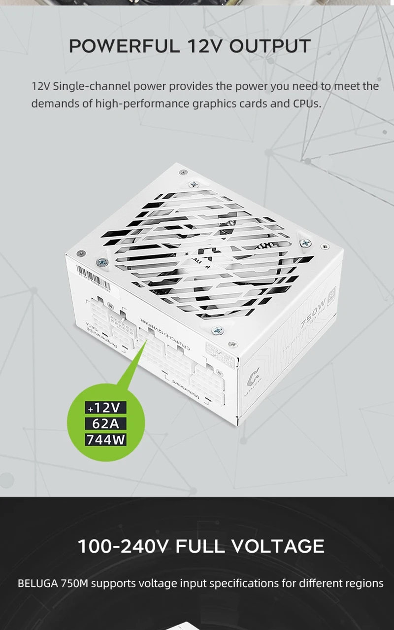 SFX-750W Full-Modular PC PSU Power Supply For Mini ITX/Micro ATX Support ATX3.1/
