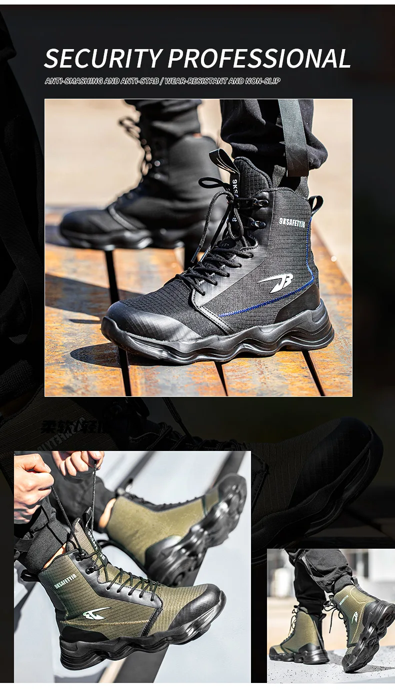 2023 New Safety Shoes Men Boots High Top Work Sneakers Steel Toe Cap Anti-smash Puncture-Proof work Boots Indestructible Shoes