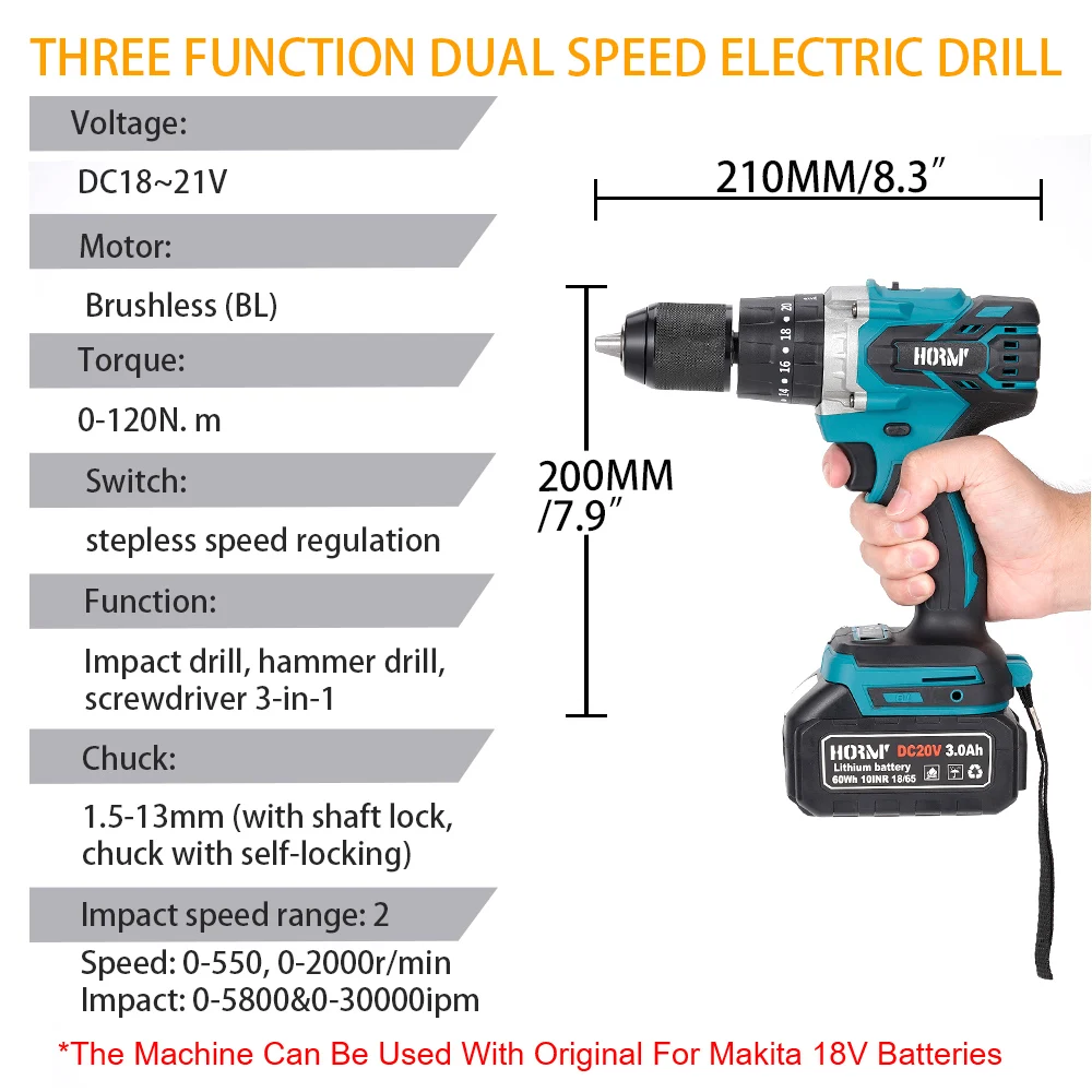 6.0AH Battery Drill Machine Cordless Screwdriver Rechargeable Hand Drill  Machine Hammer Drill Impact Electric Woodworking Tools - AliExpress