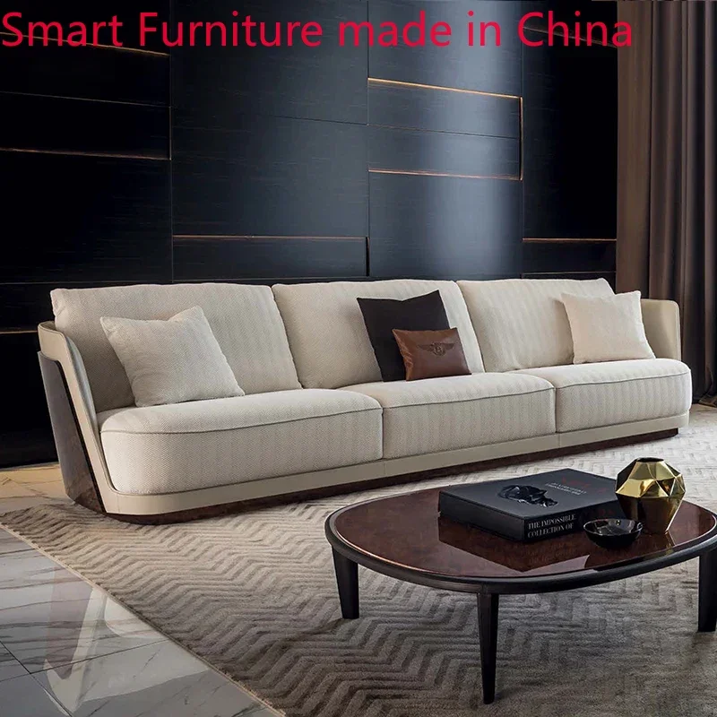 

Customized post-modern luxury three person leather sofa, living room sofa, Italian furniture customization