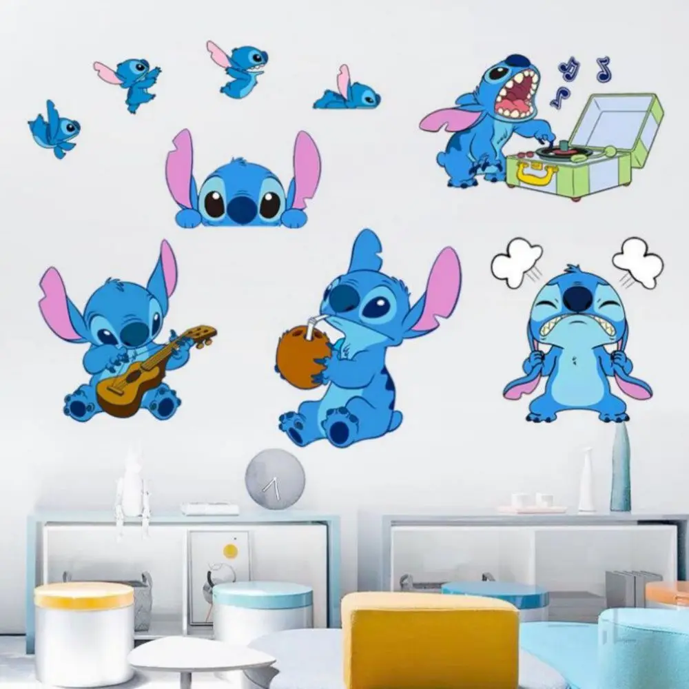 Wall Stickers MINISO Cartoon Lilo & Stitch Movie For Kid's Room Kindergarten Living Room Bedroom Wall Decoration