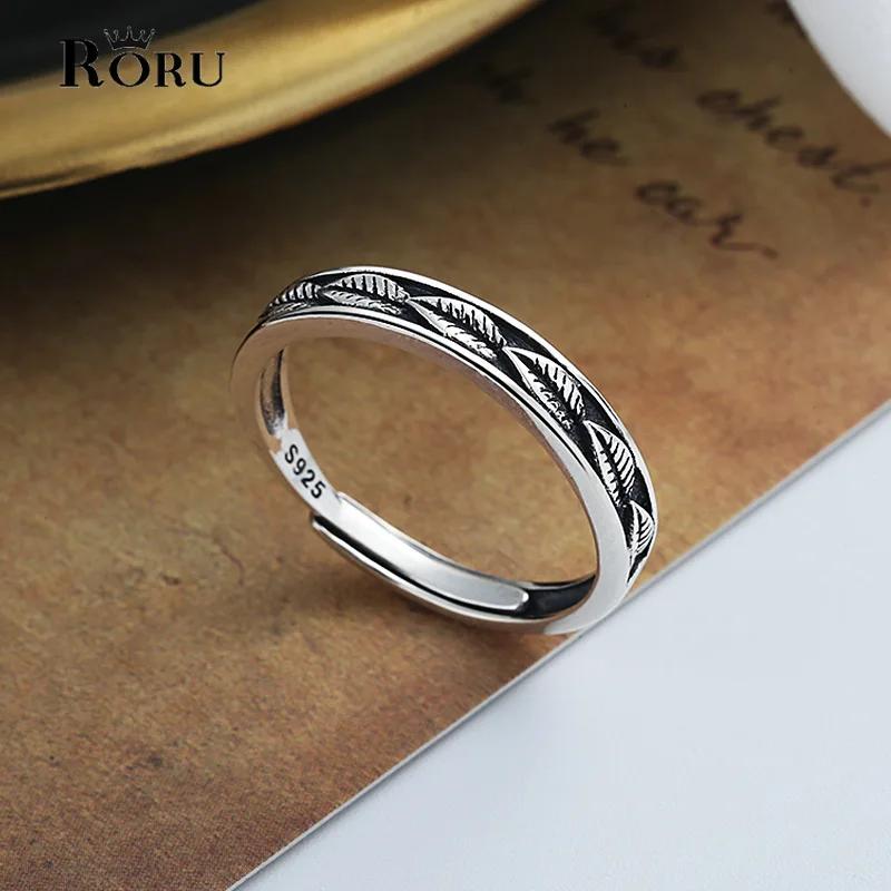 Unique S925 Pure Choice Silver Vintage Small Opening Ring Fresh 2021new shipping free Leaf Pu