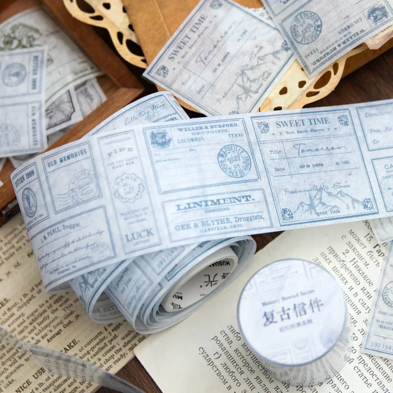 50mm*2m English Theme Aesthetic Stationery Tapes Junk Journal Scrapbooking Supplies Label Sticker Planner Art Craft Masking Tape 3