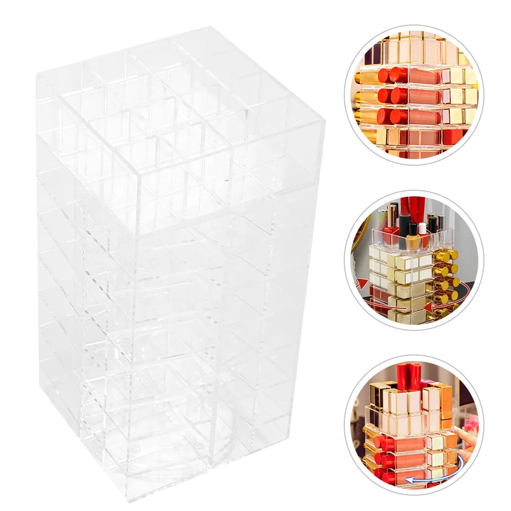 

Desk Lipstick Stand Makeup Organizer Holder Clear Lipgloss Rotating Display Shelf Storage Desktop