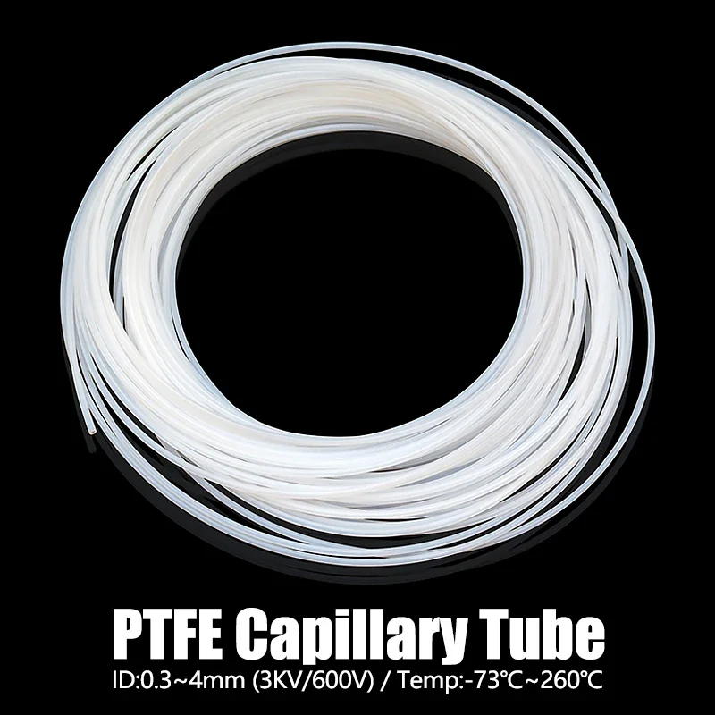 PTFE 테플론토 하드 모세관 튜브 1/3/5M ID 0.3-4mm 고온 내성 노화 방지 부식 방지 3D 프린터 부품용 절연 파이프