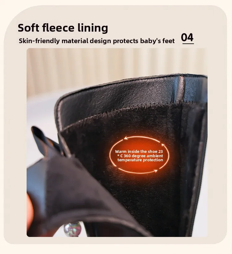 2025, knielang, coole Formen, Kinderschuhe, Kinderstiefel, Herbst-Winter, modische High-Top-Studentenschuhe, Mädchen-Turnschuhe mit Schleife – Detail 8
