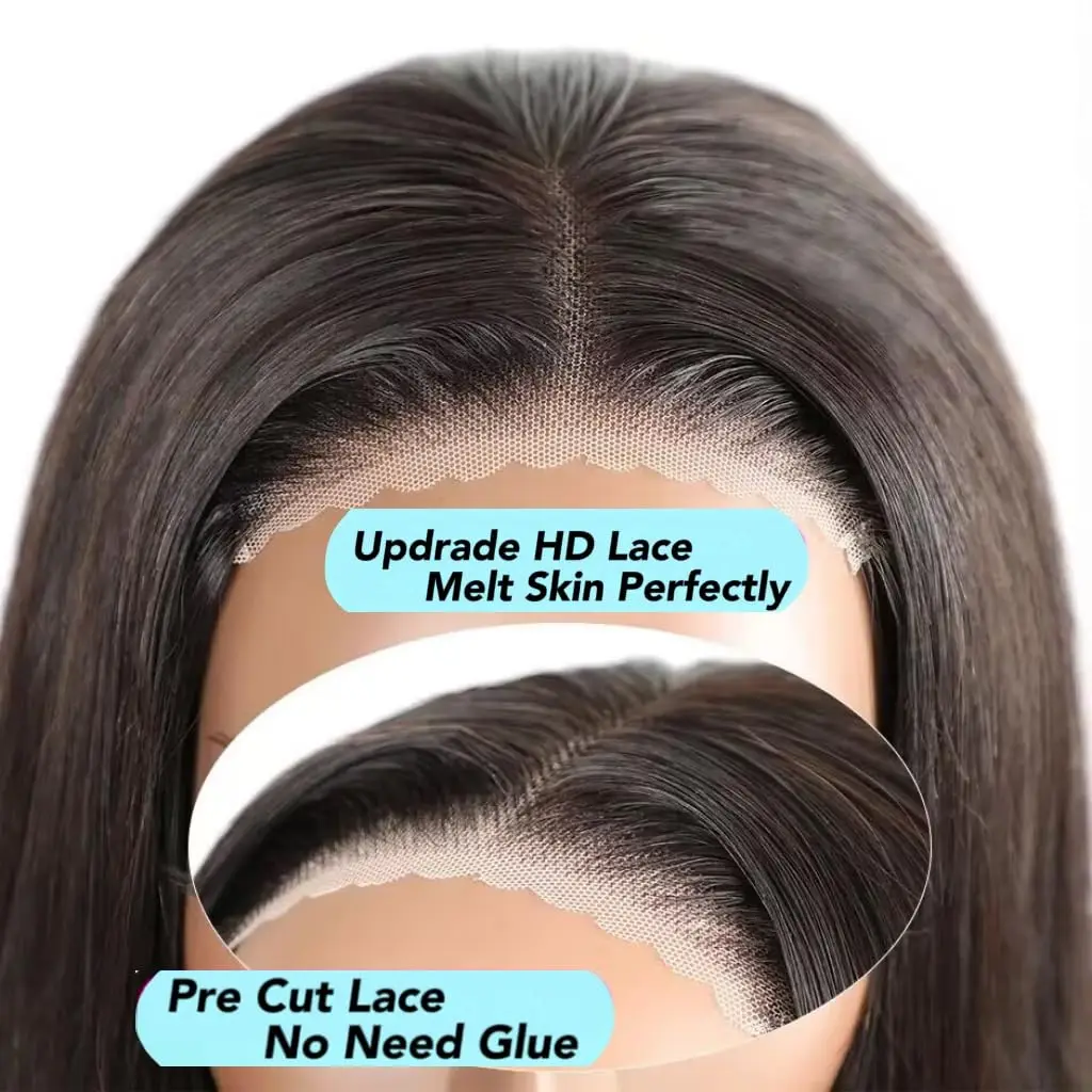 Luvin 13x4 HD Lace Frontal Human Hair Short Bob Wigs 200% Bone Straight Lace Front Wig Virgin Pre Plucked Baby Hair For Women