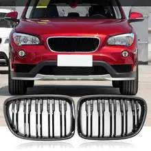 

2Pcs Front Bumper Grille Double Line Perfect Match Brilliant Black Car Kidney Grill Modified Parts 51112993306 51112993307 51112