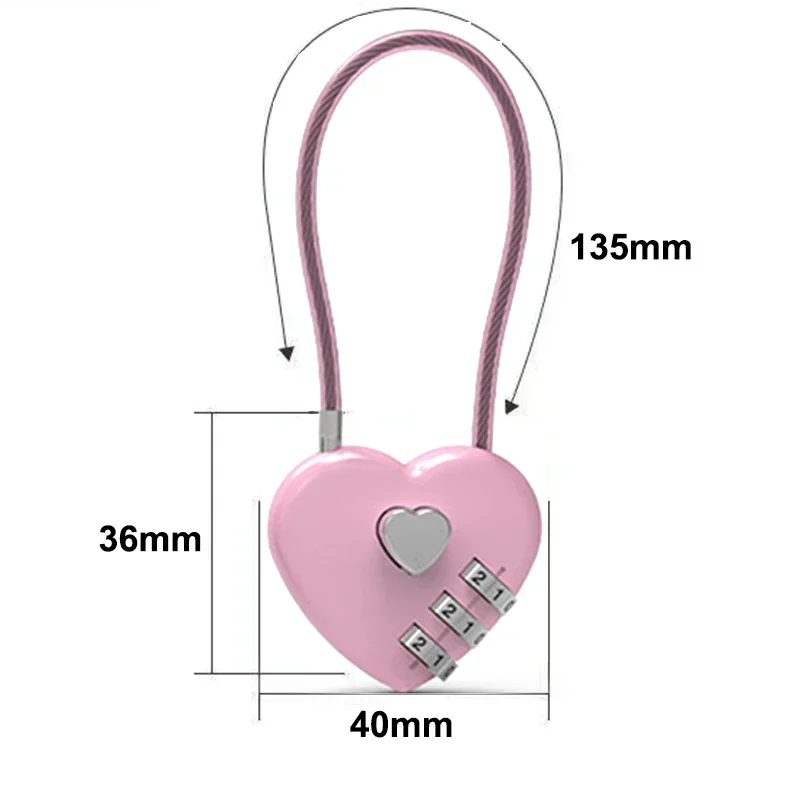 Password padlock Love Shape Lock Wedding Gift Heart Style Password Code Padlock for Schoolbag Trolley Case Concentric