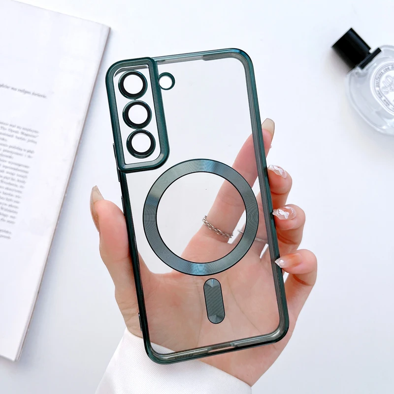 MagSafe-Compatible Transparent Soft Silicone Wireless Charging Case for Samsung Galaxy S22/S21 Series