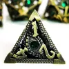 DnD Metal Dice Set - Hollow Dragon Eye Green D&D Dice with Zinc Alloy Core, 7 Polyhedral RPG Dice for Dungeons & Dragons 5