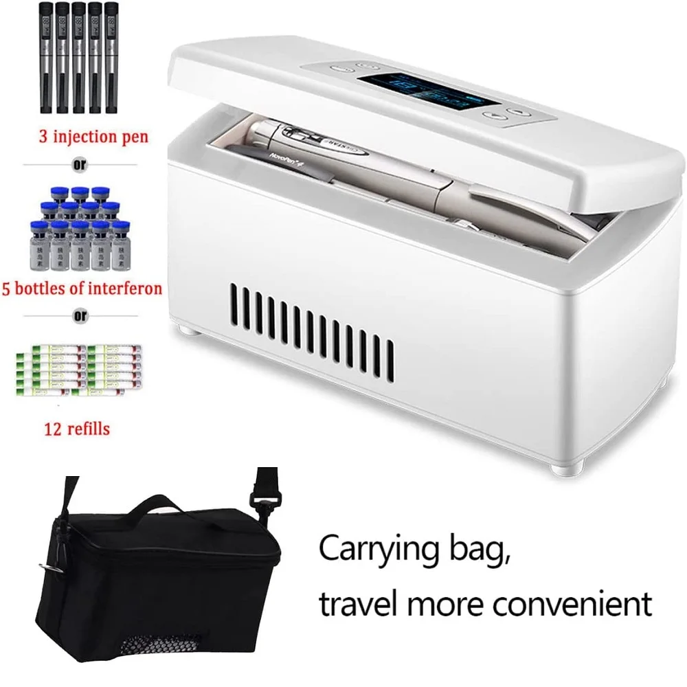 Refrigerador de insulina portátil, caja refrigerada de 2-8 grados,  contenedor de medicina para viajes al aire libre y hogar