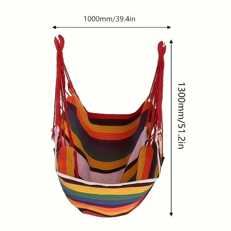 1pc Handwoven Hammock Chair Swing, Fabric Hanging Chair for Indoor and Outdoor Use Sturdy and Comfortable 4