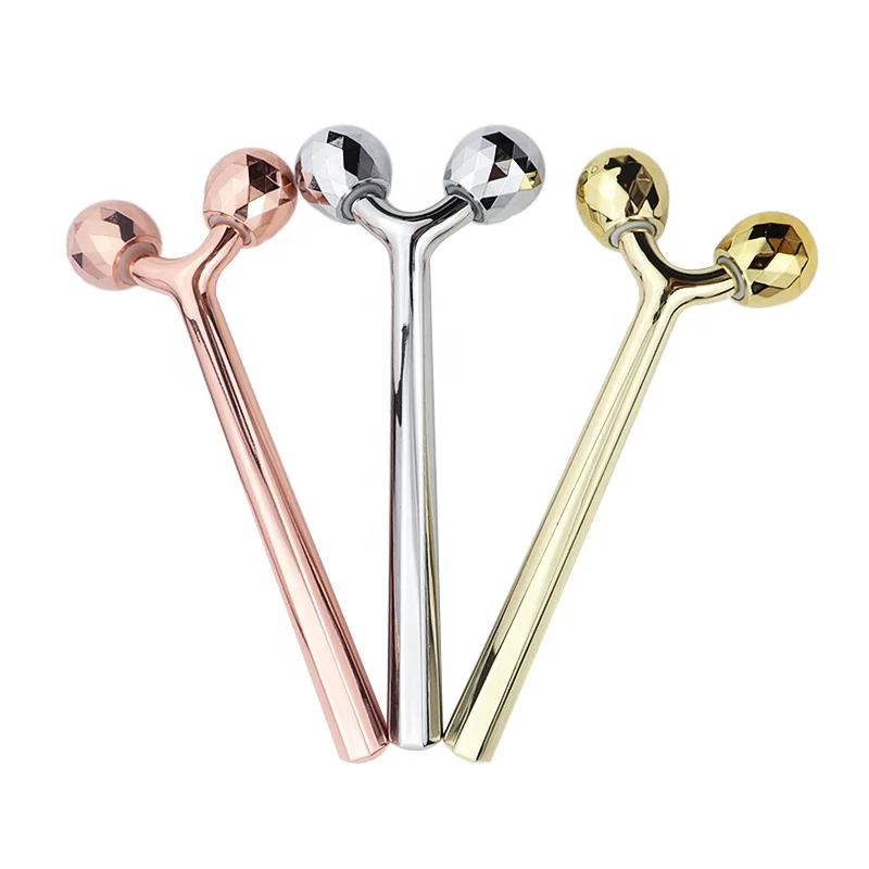 

Manual gold face lifting roller metal 3D roller facial massager
