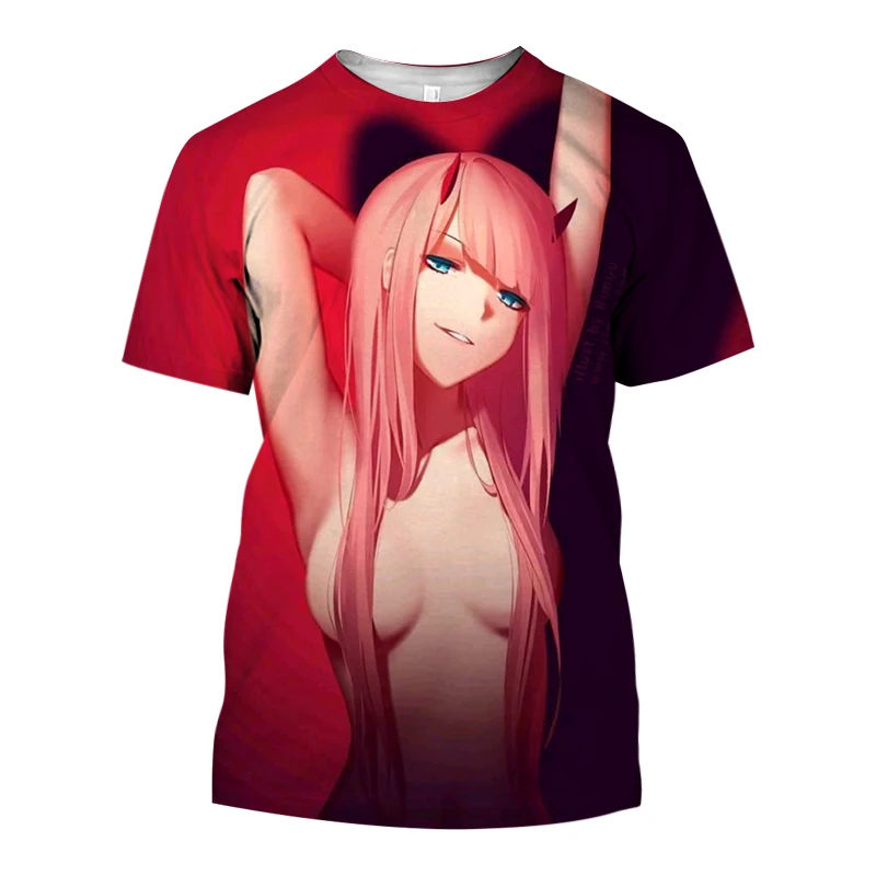 

New Popular Menswear Anime Darling In The Franxx Sexy Girl 3D Men T-shirt 2023 New Summer Fashion Casual Women Short Sleeve Tops